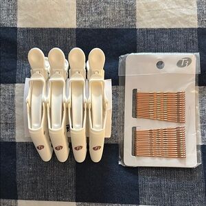 T3 White Hair Clips and Gold Bobby Pins Set